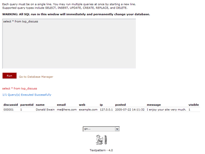 rss_admin_db_manager run sql tab