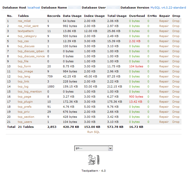 rss_admin_db_manager database manager tab